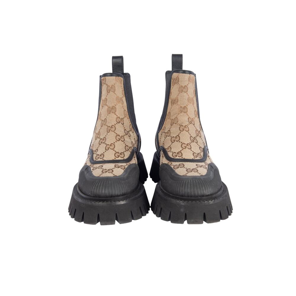 GUCCI Brown GG Canvas Ankle Booties Size 37 - Picture 2 of 4